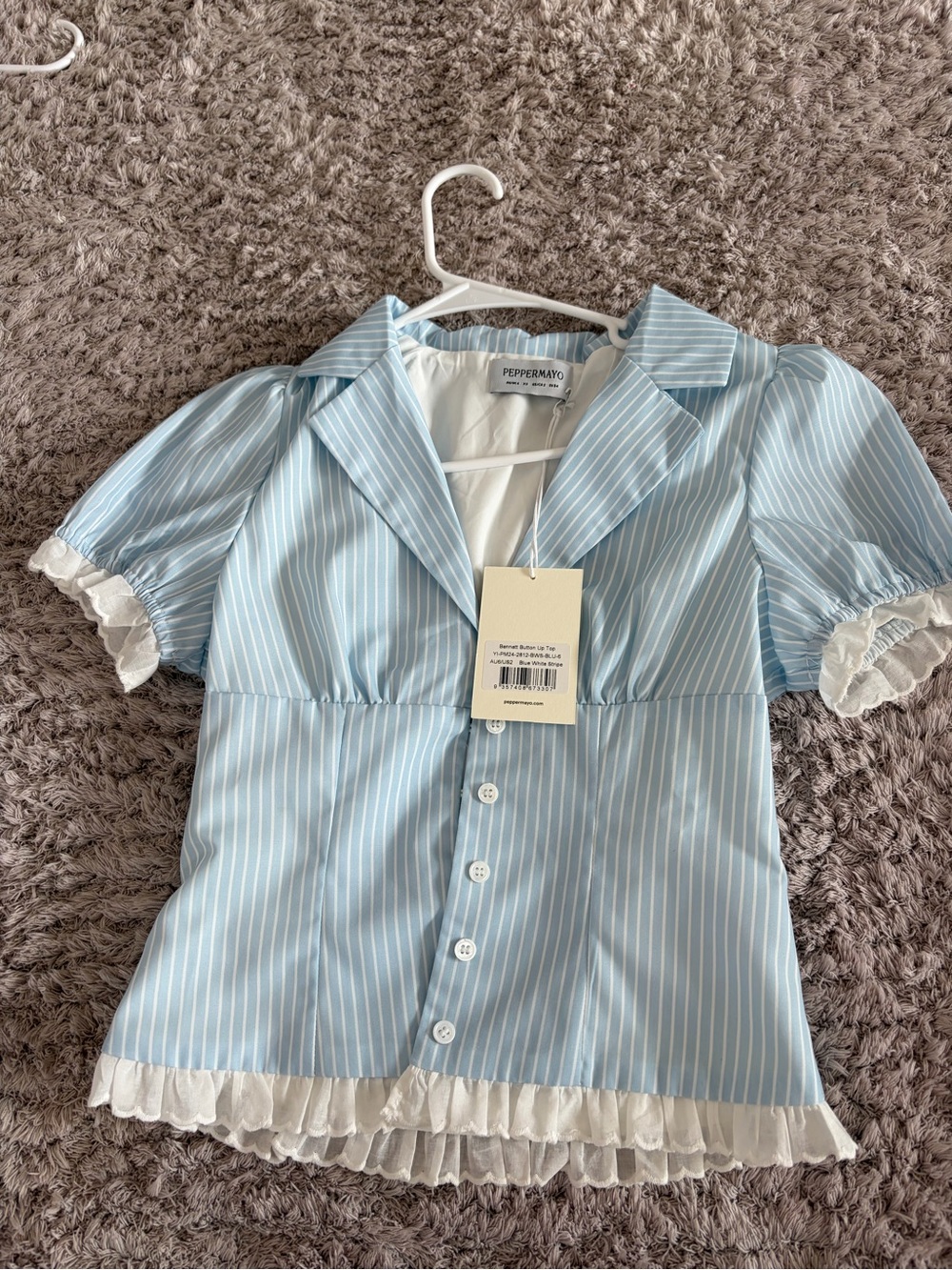 Peppermayo Women’s' Light Blue Striped Button-Front Top